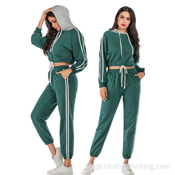 Hoodie agus LongPants ócáideach dhá phíosa